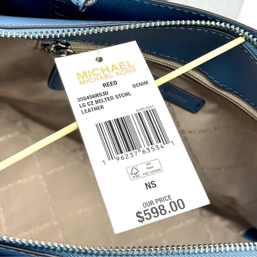 Michael Kors Large Reed Satchel Crossbody Bag & Matching Snap Wallet Denim